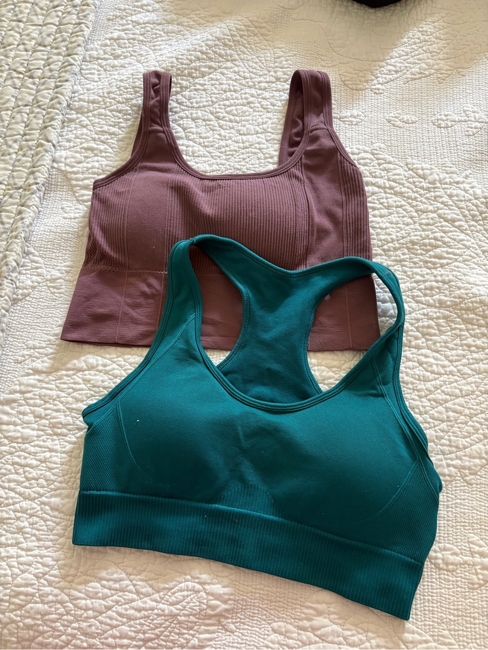Target Racerback & Ribbed Seamless Sports Bralette Set - Teal & Mauve